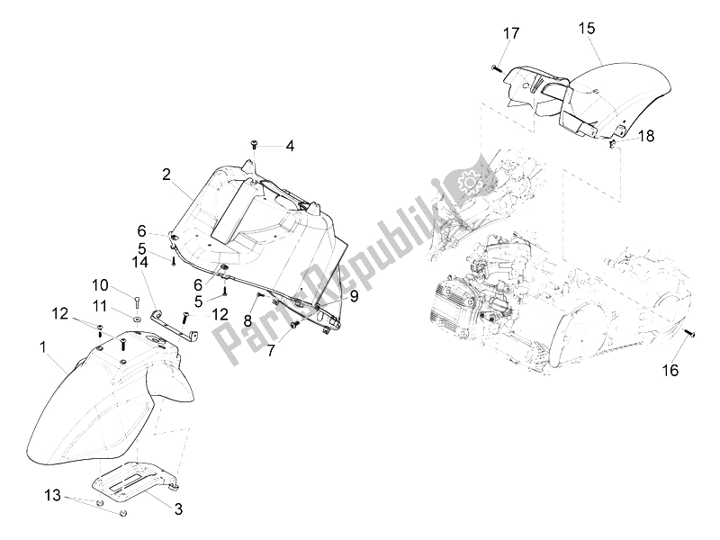 Toutes les pièces pour le Logement De Roue - Garde-boue du Piaggio X 10 500 4T 4V I E E3 2012