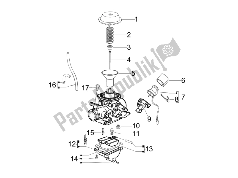 All parts for the Carburetor's Components of the Piaggio Typhoon 125 4T 2V E3 2010