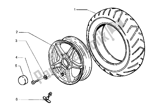 All parts for the Front Wheel of the Piaggio Hexagon LX 125 1998