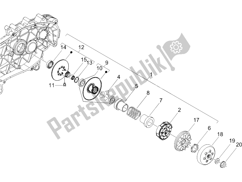 Toutes les pièces pour le Poulie Menée du Piaggio X9 125 Evolution Potenziato UK 2006