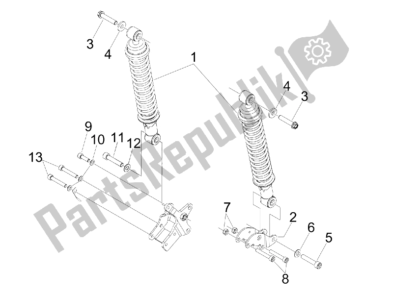 All parts for the Rear Suspension - Shock Absorber/s of the Piaggio X7 250 IE Euro 3 2008