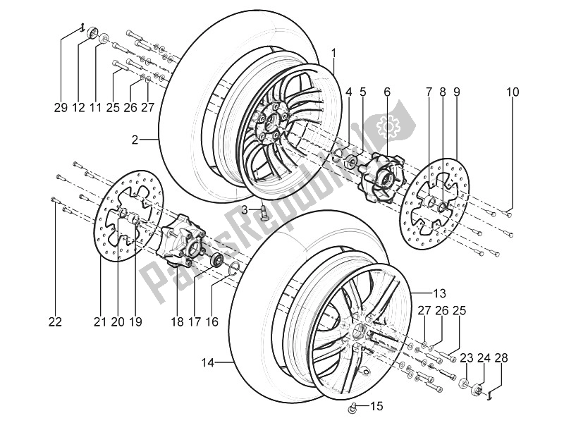 Toutes les pièces pour le Roue Avant du Piaggio MP3 300 Yourban ERL 2011