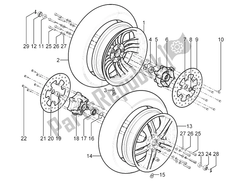 Tutte le parti per il Ruota Anteriore del Piaggio MP3 300 Yourban LT ERL 2011