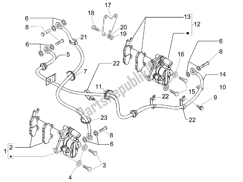 Toutes les pièces pour le Tuyaux De Freins - étriers du Piaggio Beverly 250 Tourer E3 2007