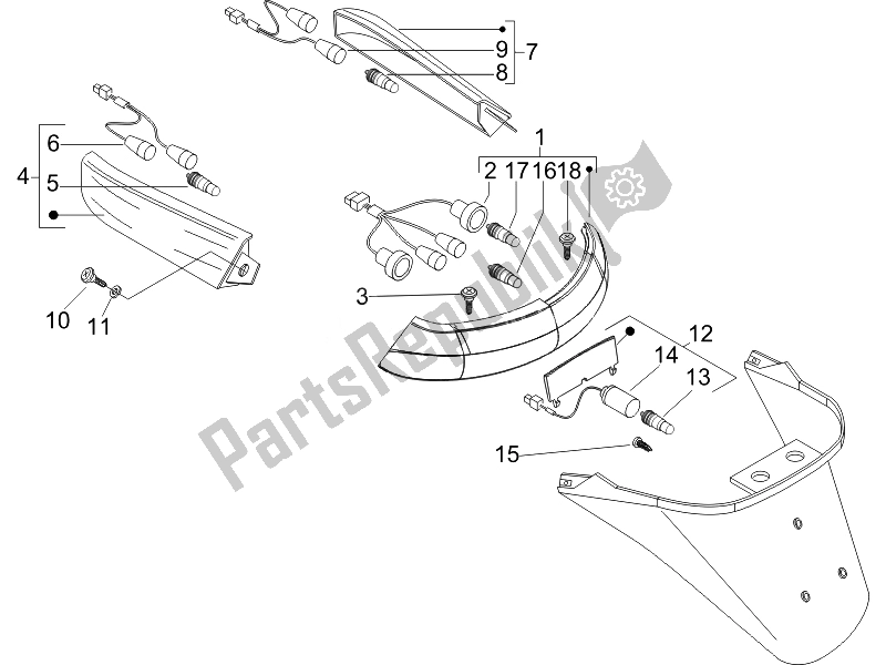 Tutte le parti per il Fanali Posteriori - Indicatori Di Direzione del Piaggio X8 125 Premium Euro 3 UK 2007