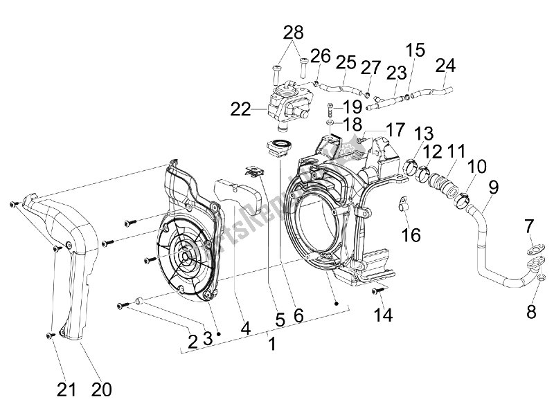 Toutes les pièces pour le Boîte à Air Secondaire du Piaggio FLY 150 4T USA 2007