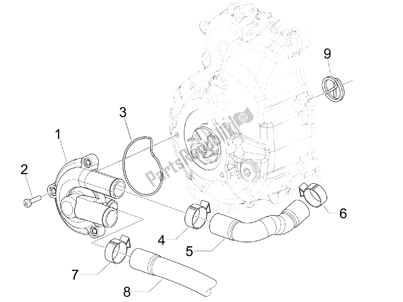 Todas las partes para Bomba De Enfriamiento de Piaggio Beverly 250 Cruiser E3 2007