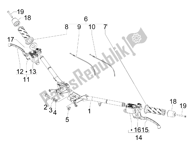 All parts for the Handlebars - Master Cil. Of the Piaggio Beverly 250 Tourer E3 2007