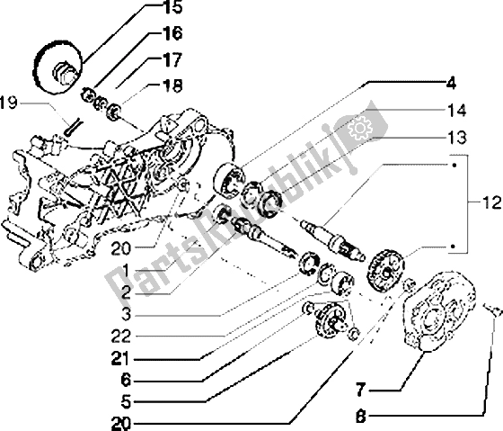 All parts for the Rear Wheel Shaft of the Piaggio Typhoon 125 XR 2000