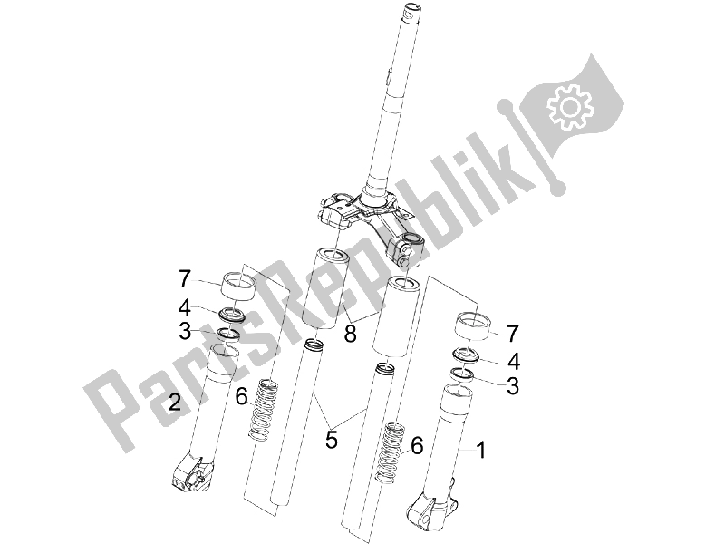 Todas las partes para Componentes De La Horquilla (acompañantes) de Piaggio Liberty 150 4T Sport E3 2008