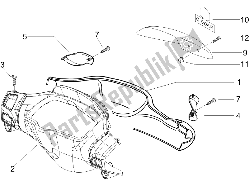 Toutes les pièces pour le Couvertures De Guidon du Piaggio NRG Power DD Serie Speciale 50 2007
