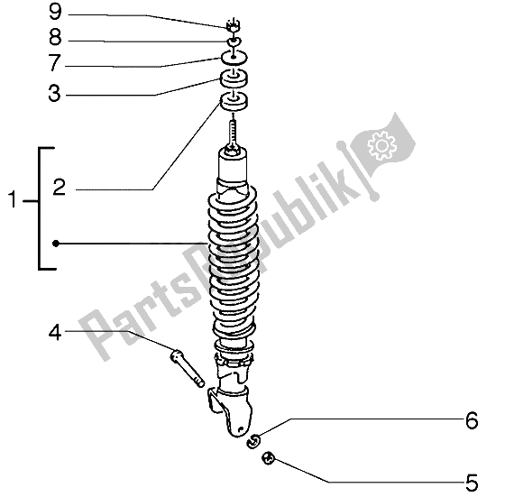 All parts for the Rear Shock Absorber of the Piaggio Liberty 50 2T 1997