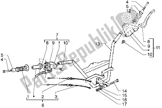 Toutes les pièces pour le Guidon-maîtres-cylindres du Piaggio X9 500 2004