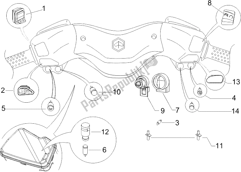 Toutes les pièces pour le Sélecteurs - Interrupteurs - Boutons du Piaggio X8 125 Street Euro 2 2006