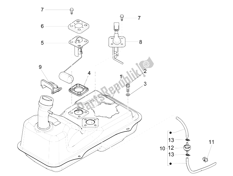 Toutes les pièces pour le Réservoir D'essence du Piaggio FLY 50 4T 2V 2014