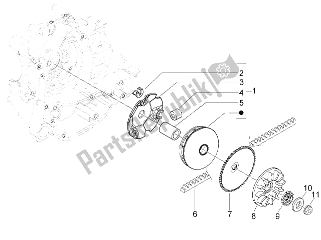 Toutes les pièces pour le Poulie Motrice du Piaggio Typhoon 50 4T 4V E2 USA 2012