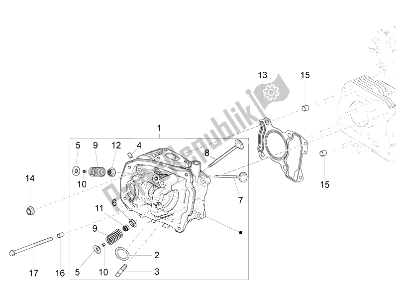 Toutes les pièces pour le Unité De Tête - Valve du Piaggio Liberty 150 4T 3V IE LEM Vietnam 2014