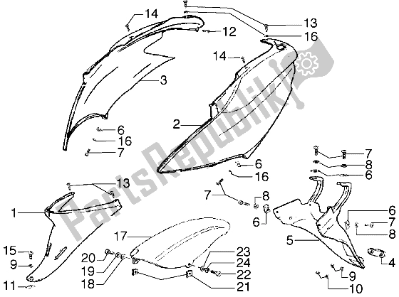 All parts for the Fairings of the Piaggio Diesis 50 2004