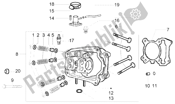 All parts for the Head - Valves of the Piaggio X9 250 Evolution 2000