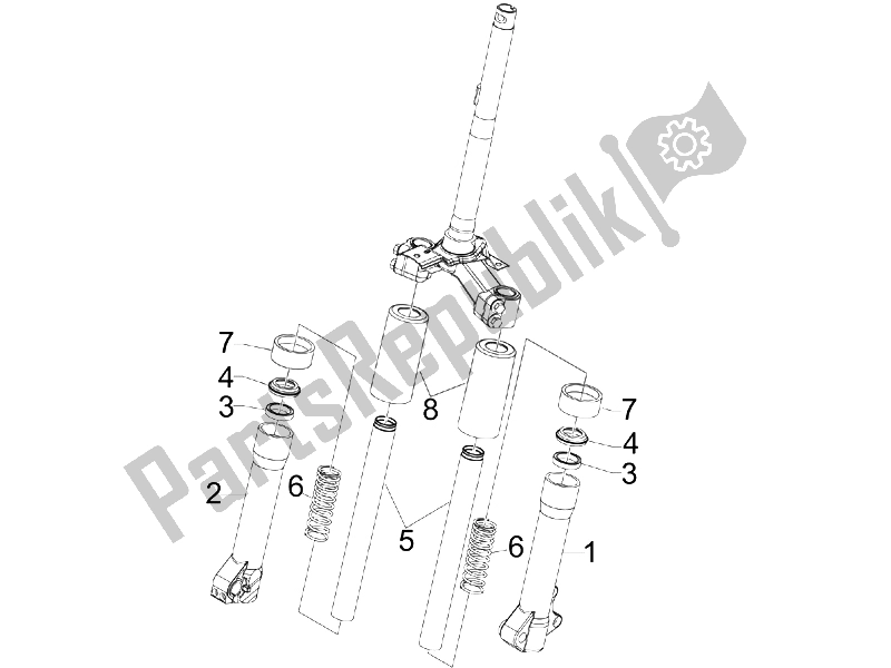 Todas as partes de Componentes Do Garfo (acompanhantes) do Piaggio Liberty 125 4T E3 2006