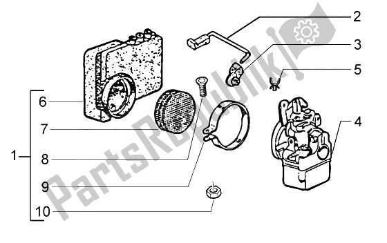 All parts for the Carburettor-air Cleaner of the Piaggio Ciao 50 1996