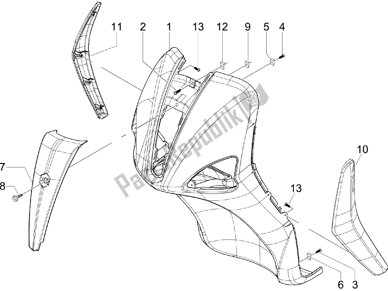 Toutes les pièces pour le Bouclier Avant du Piaggio Liberty 50 2T UK 2007