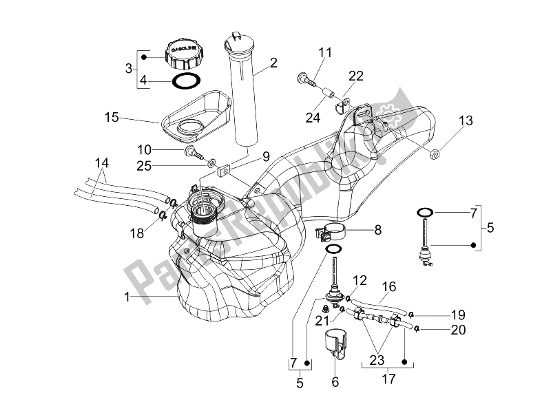 All parts for the Fuel Tank of the Piaggio Liberty 200 4T E3 2006