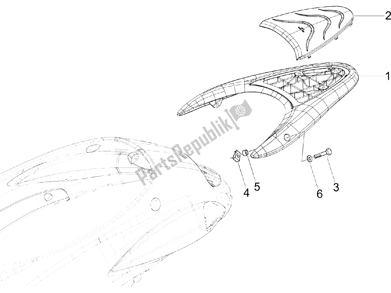 Tutte le parti per il Portapacchi Posteriore del Piaggio Liberty 200 4T E3 2006