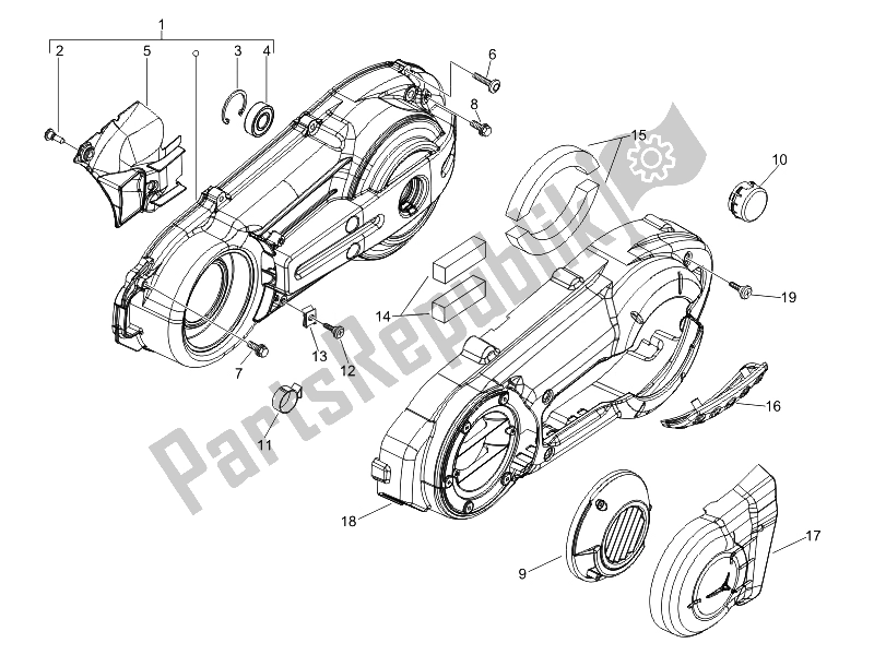 All parts for the Crankcase Cover - Crankcase Cooling of the Piaggio MP3 400 IE 2007