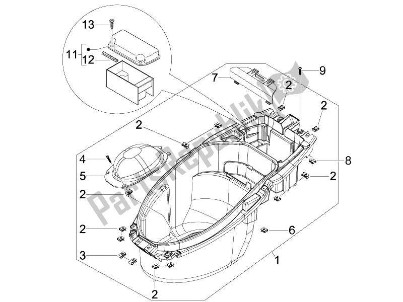 Toutes les pièces pour le Logement De Casque - Sous La Selle du Piaggio NRG Power DD 50 2007