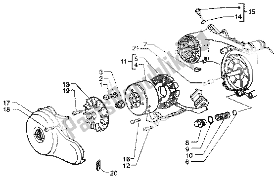 All parts for the Flywheel Magneto of the Piaggio Liberty 50 4T 2001