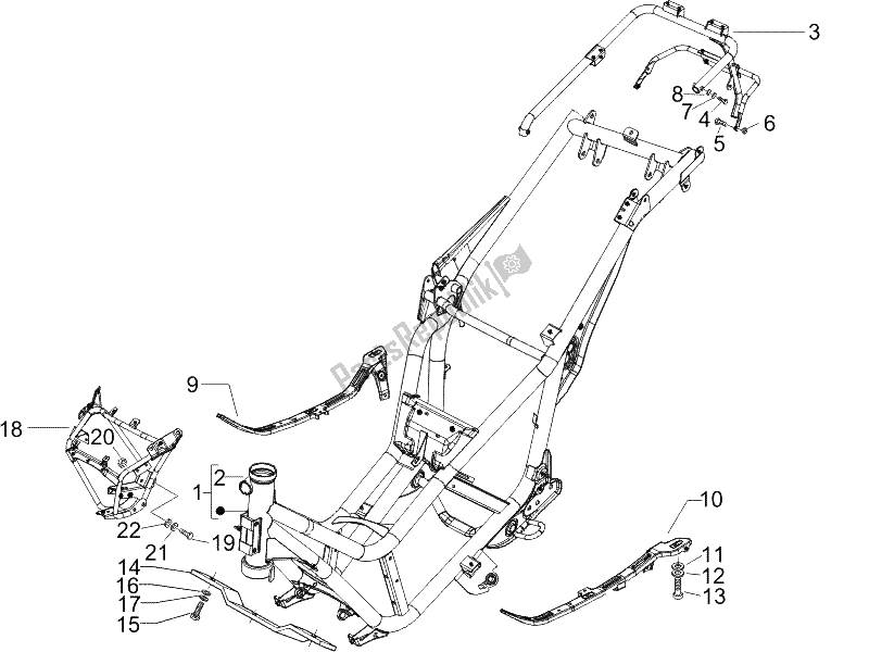 All parts for the Frame/bodywork of the Piaggio X9 500 Evolution USA 2006