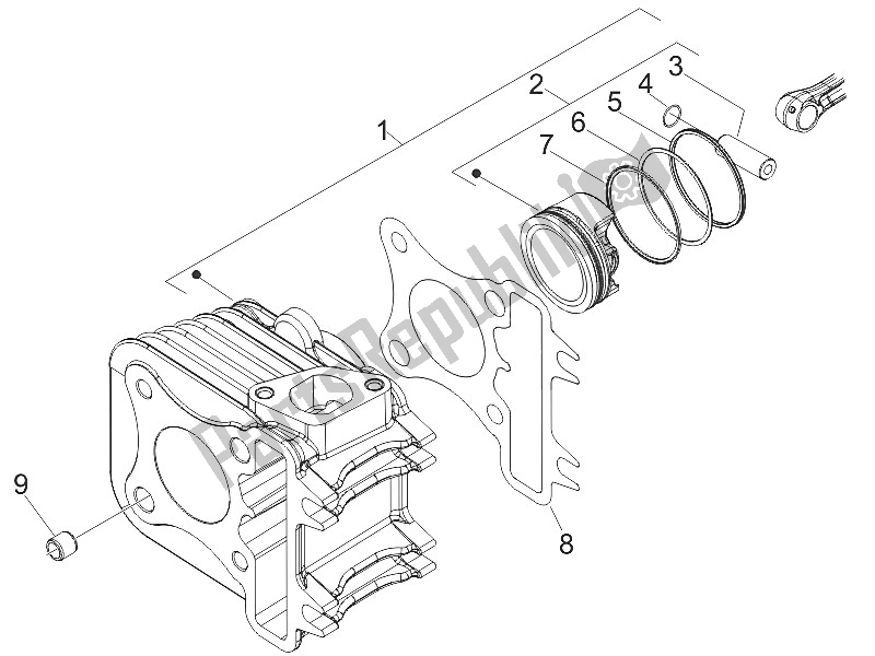 Toutes les pièces pour le Unité Cylindre-piston-axe De Poignet du Piaggio FLY 50 4T 2V 25 30 KMH 2016