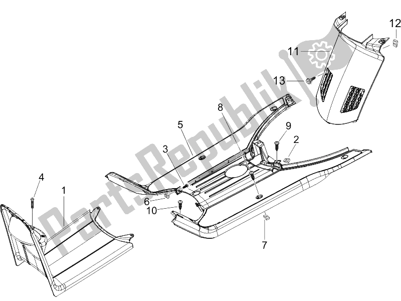 Toutes les pièces pour le Habillage Central - Repose-pieds (2) du Piaggio NRG Power DD 50 2005