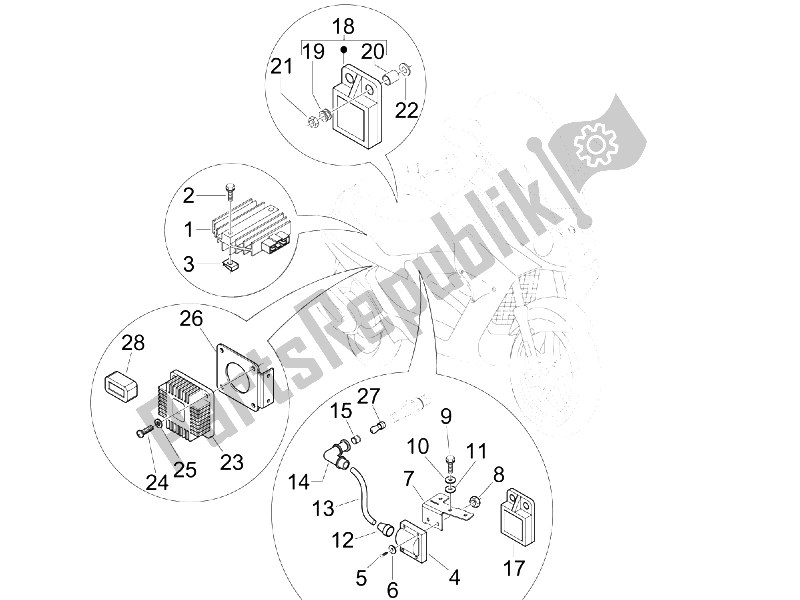 Tutte le parti per il Regolatori Di Tensione - Centraline Elettroniche (ecu) - H. T. Bobina del Piaggio X8 400 IE Euro 3 2006