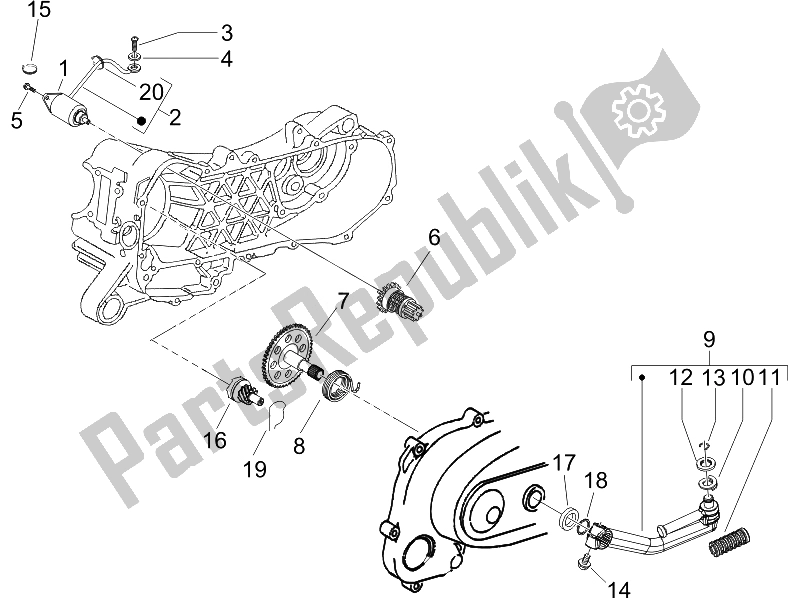 All parts for the Stater - Electric Starter of the Piaggio Liberty 50 4T PTT D 2007