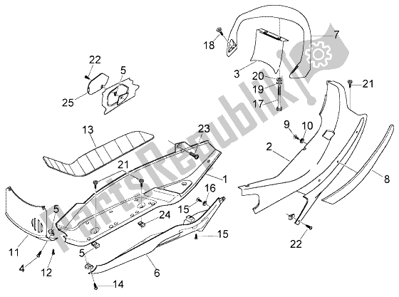 All parts for the Side Coverings-spoiler of the Piaggio X8 200 2004