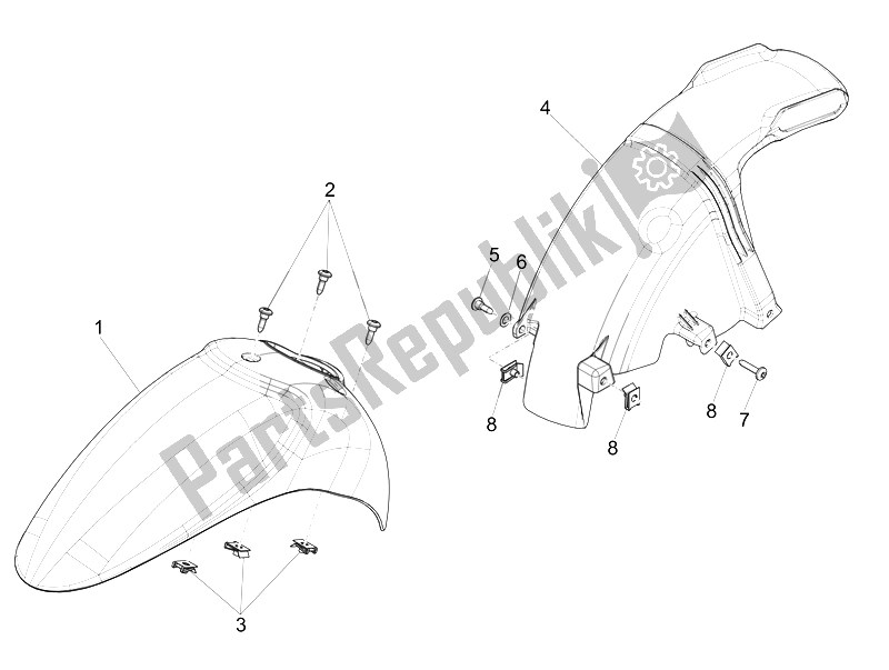 All parts for the Wheel Huosing - Mudguard of the Piaggio Liberty 50 4T Delivery 2010