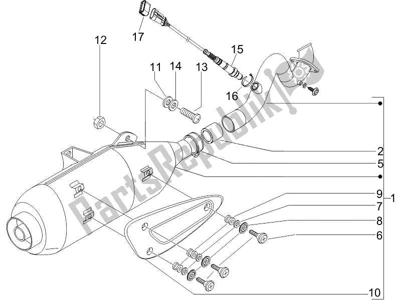 Todas las partes para Silenciador de Piaggio Beverly 250 Cruiser E3 2007