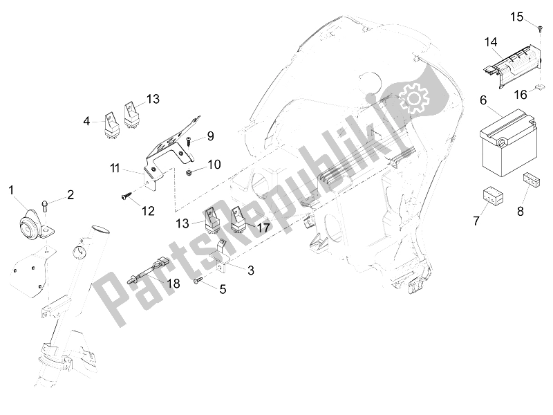 All parts for the Remote Control Switches - Battery - Horn of the Piaggio FLY 50 4T 4V 2012