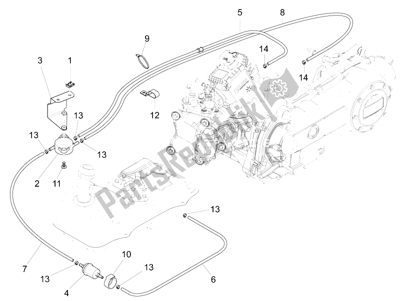 Toutes les pièces pour le Système D'alimentation du Piaggio FLY 50 4T 4V USA 1 2014