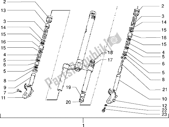 All parts for the Front Fork of the Piaggio Skipper 150 1998