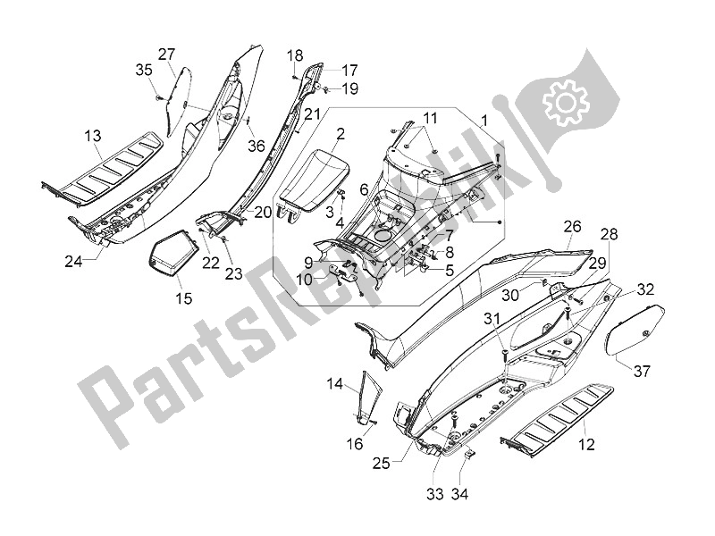 Toutes les pièces pour le Housse Centrale - Repose-pieds du Piaggio MP3 500 LT Sport Business 2011