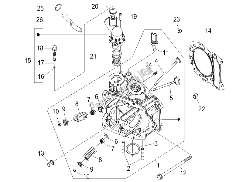 All parts for the Head Unit - Valve of the Piaggio Beverly 125 Sport E3 2007