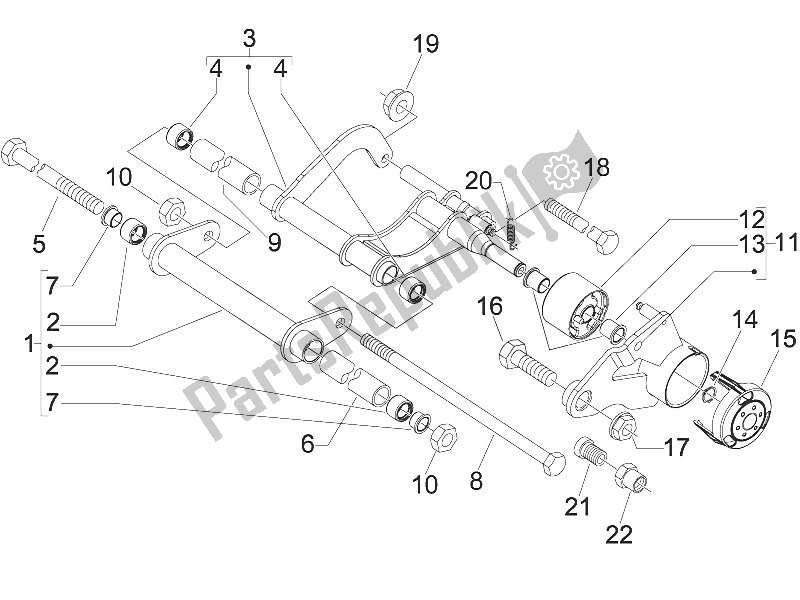 Tutte le parti per il Braccio Oscillante del Piaggio MP3 300 IE LT Touring 2011