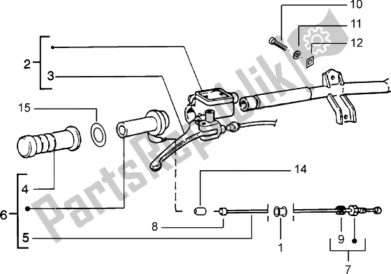 Tutte le parti per il Componenti Manubrio (2) del Piaggio ZIP Catalyzed 50 2000