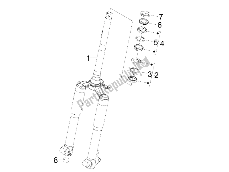 Toutes les pièces pour le Fourche / Tube De Direction - Palier De Direction du Piaggio Liberty 50 4T 2005