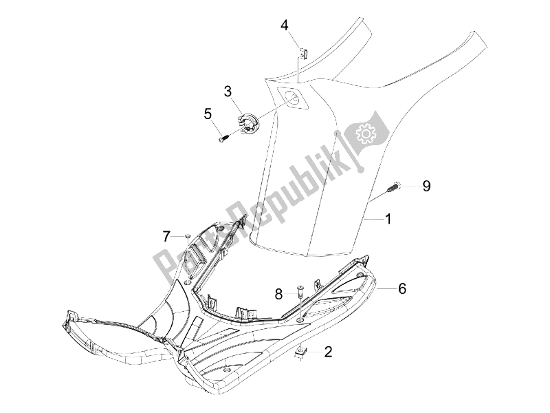 All parts for the Central Cover - Footrests of the Piaggio Typhoon 50 2006