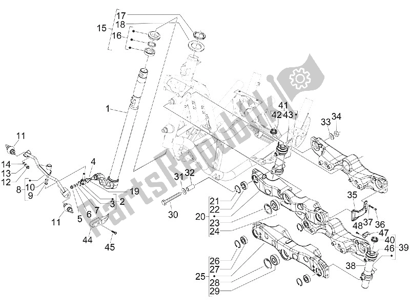 Toutes les pièces pour le Fourche / Tube De Direction - Palier De Direction du Piaggio MP3 400 IE LT Touring 2011