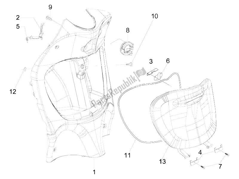 All parts for the Front Glove-box - Knee-guard Panel of the Piaggio Liberty 50 4T Sport 2007